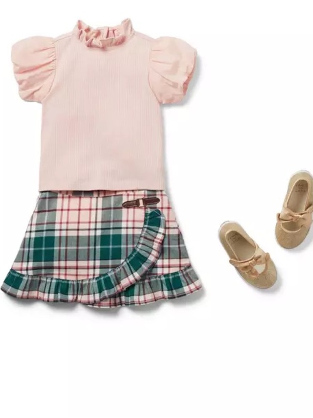 Plaid ruffle skirt in strawberry macaron plaid Jamie & Jack